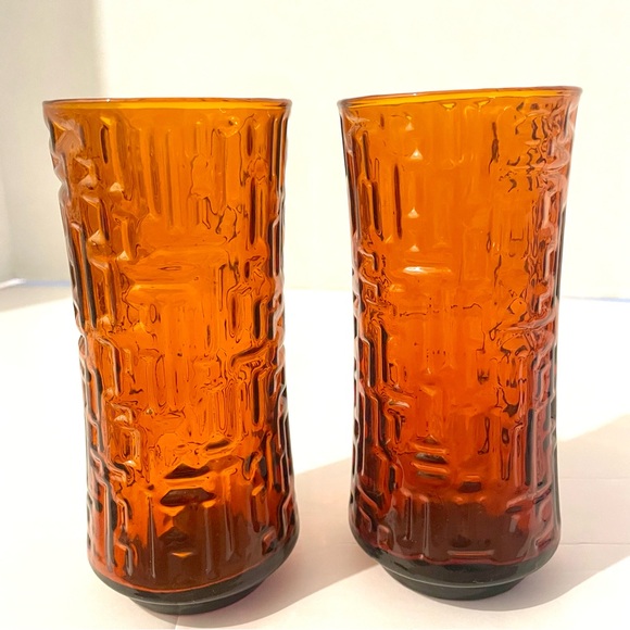 Libbey Other - VTG Libbey Tumbler Glasses Artica Cooler Amber Orange 1970’s Set of 2